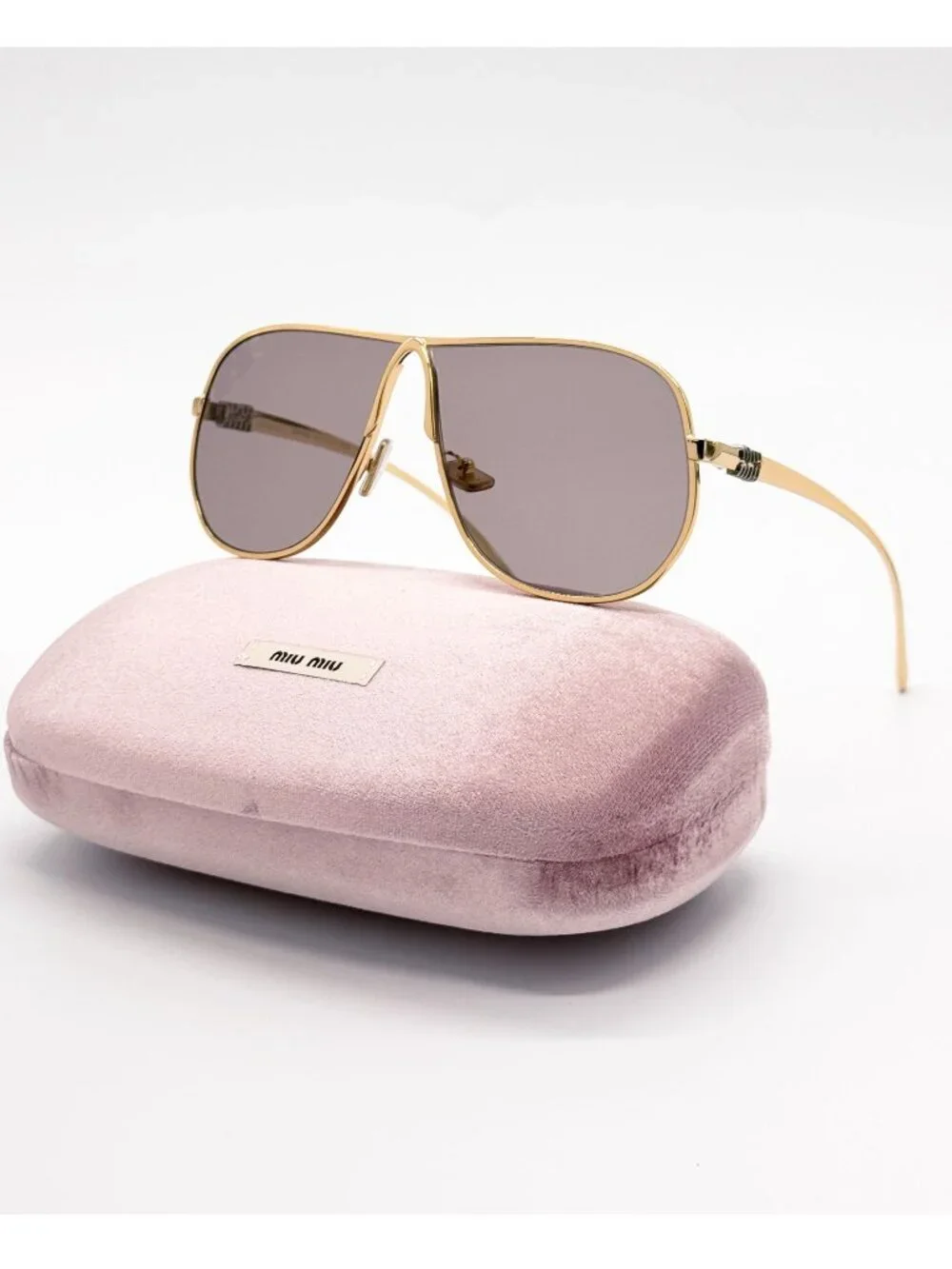 New Miu Miu MU A56S Oversized Gold Purple Sunglasses MUA56S 5AK20I